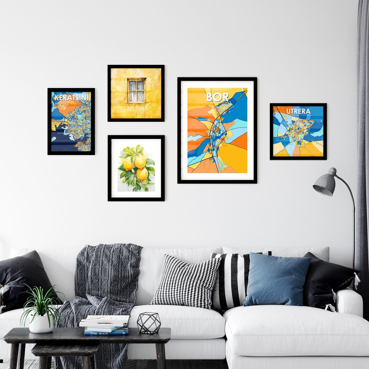 BOR TURKEY Vibrant Colorful Art Map Poster Blue Orange