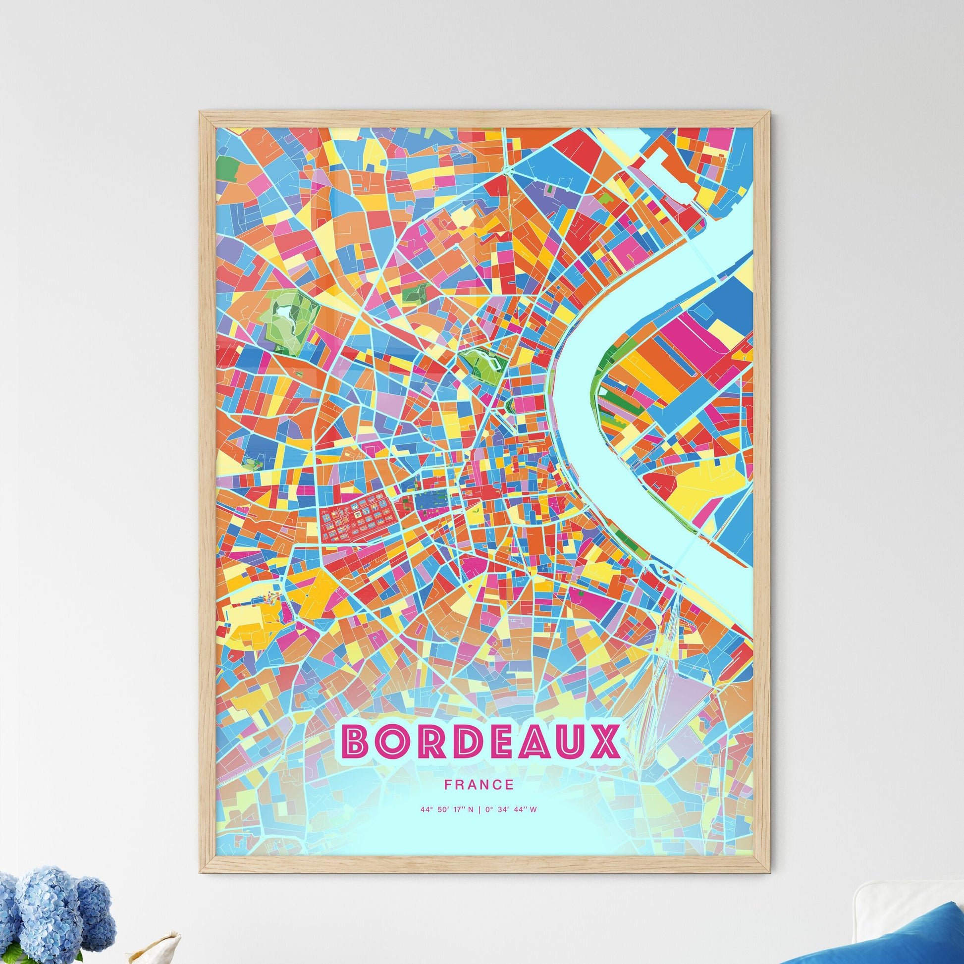 Colorful Bordeaux France Fine Art Map Crazy Colors