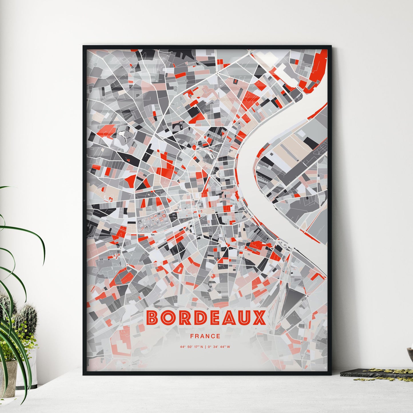 Colorful Bordeaux France Fine Art Map Modern Expressive
