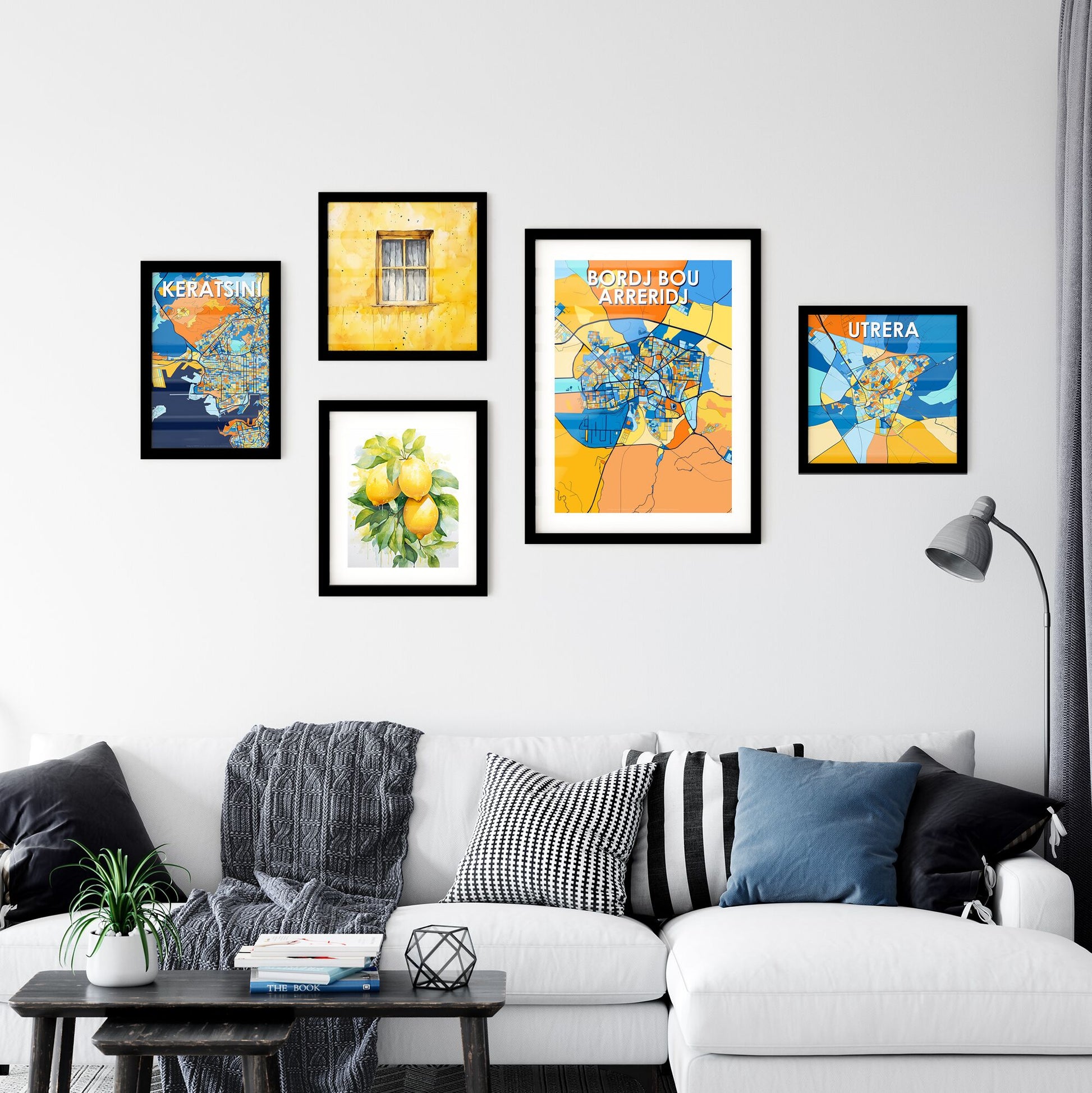 BORDJ BOU ARRERIDJ ALGERIA Vibrant Colorful Art Map Poster Blue Orange