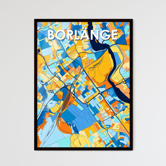 BORLÄNGE SWEDEN Vibrant Colorful Art Map Poster Blue Orange