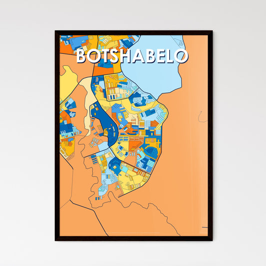 BOTSHABELO SOUTH AFRICA Vibrant Colorful Art Map Poster Blue Orange