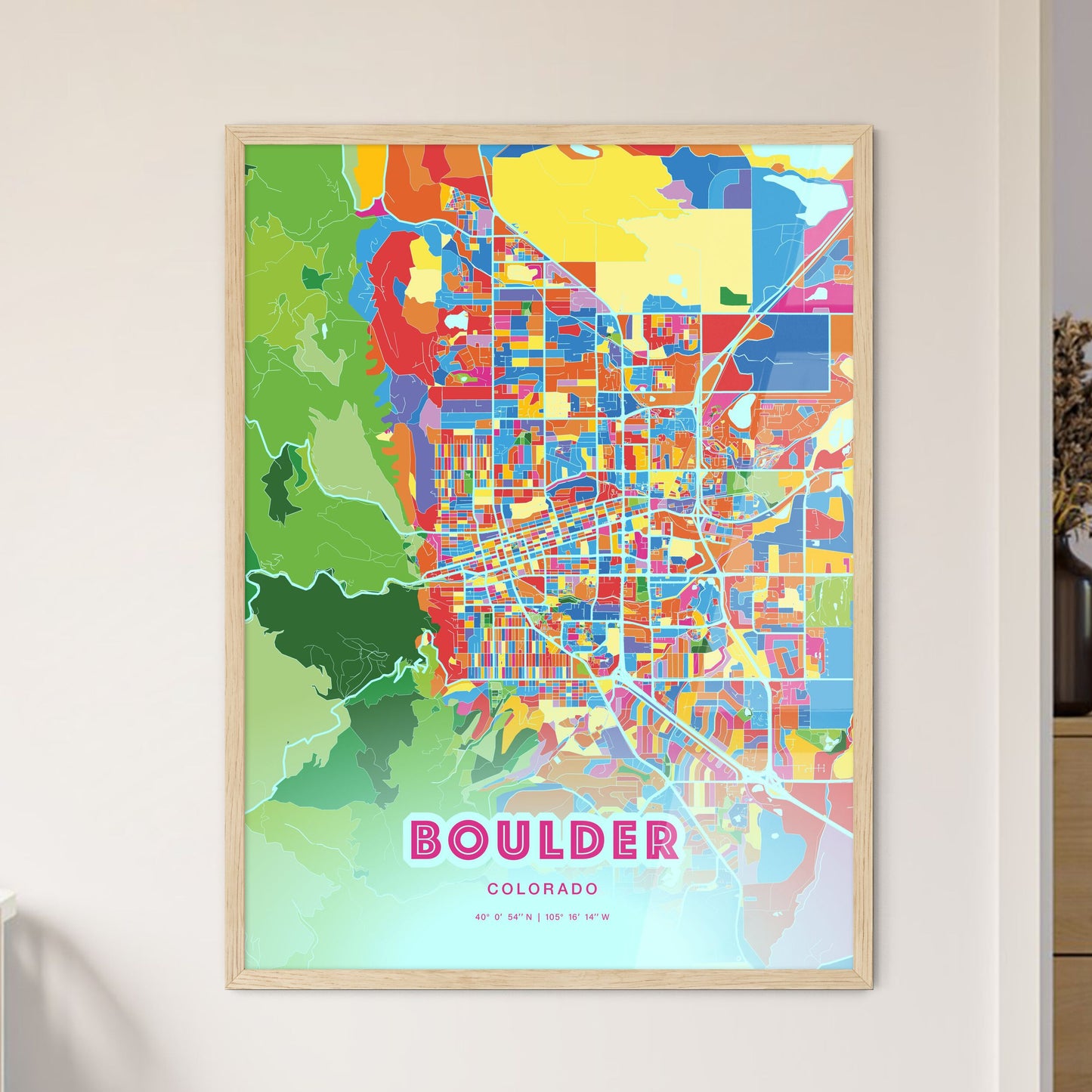 Colorful Boulder Colorado Fine Art Map Crazy Colors