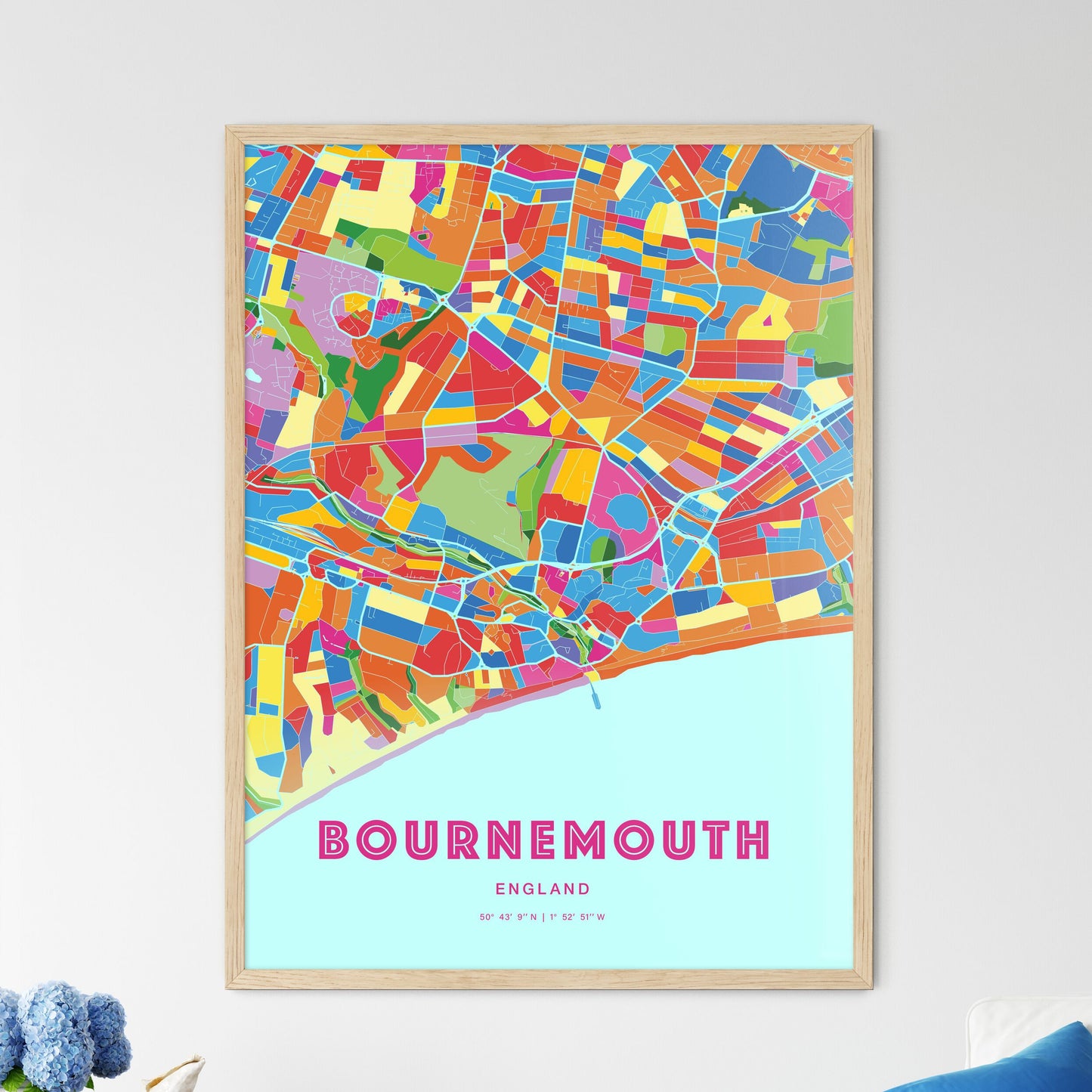 Colorful Bournemouth England Fine Art Map Crazy Colors