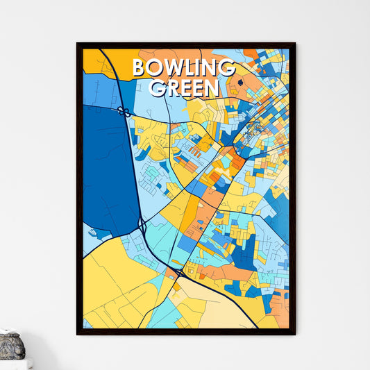 BOWLING GREEN KENTUCKY Vibrant Colorful Art Map Poster Blue Orange