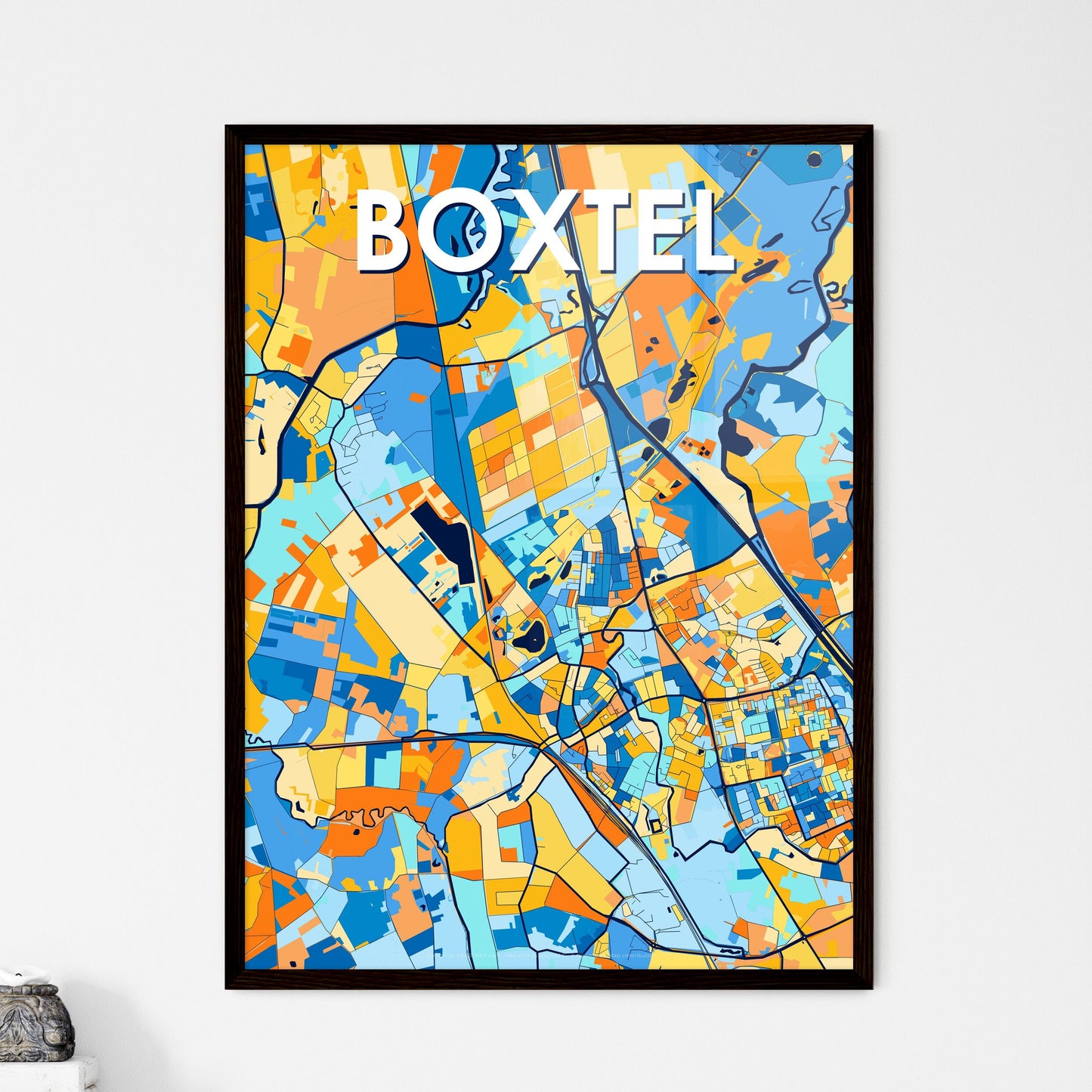 BOXTEL NETHERLANDS Vibrant Colorful Art Map Poster Blue Orange