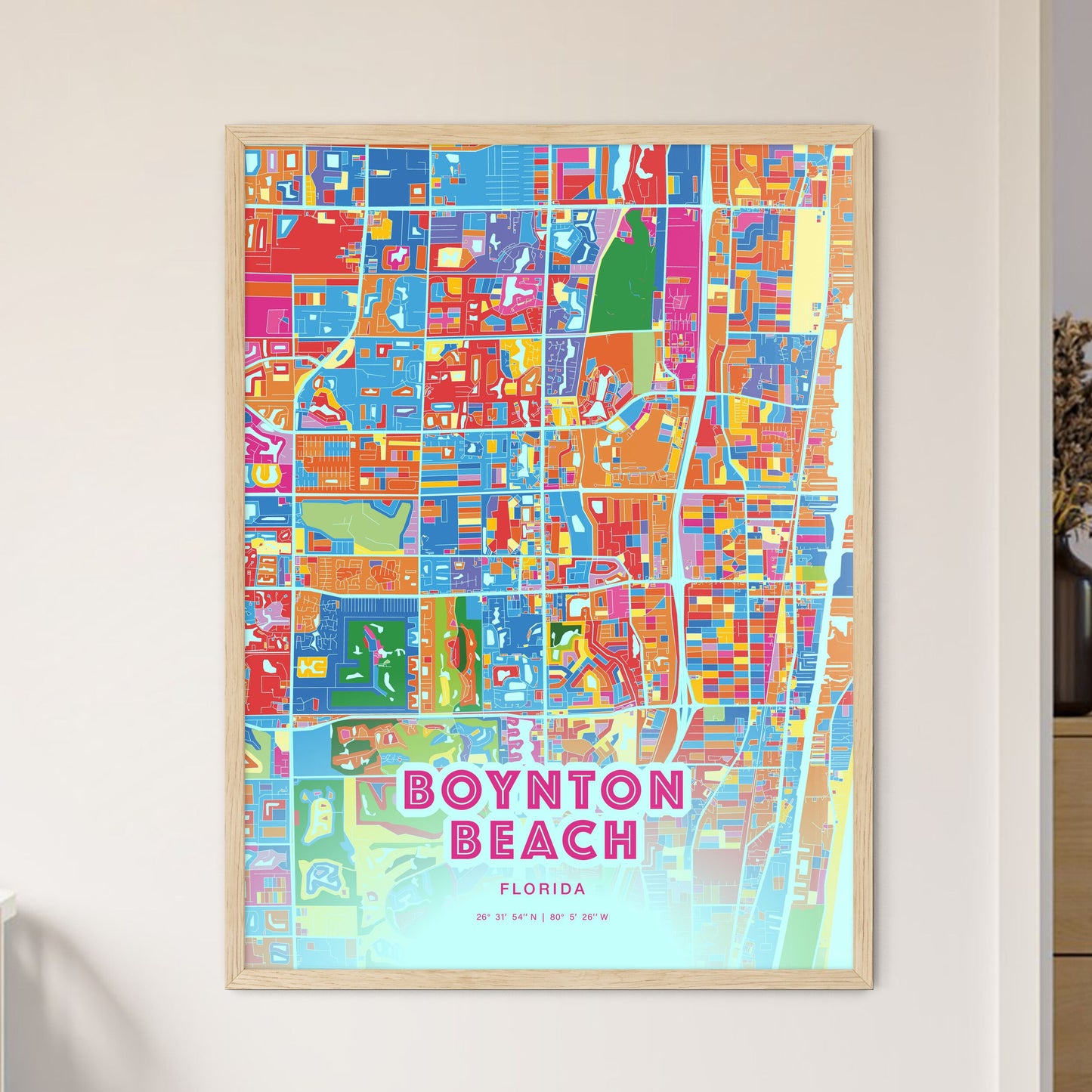 Colorful Boynton Beach Florida Fine Art Map Crazy Colors