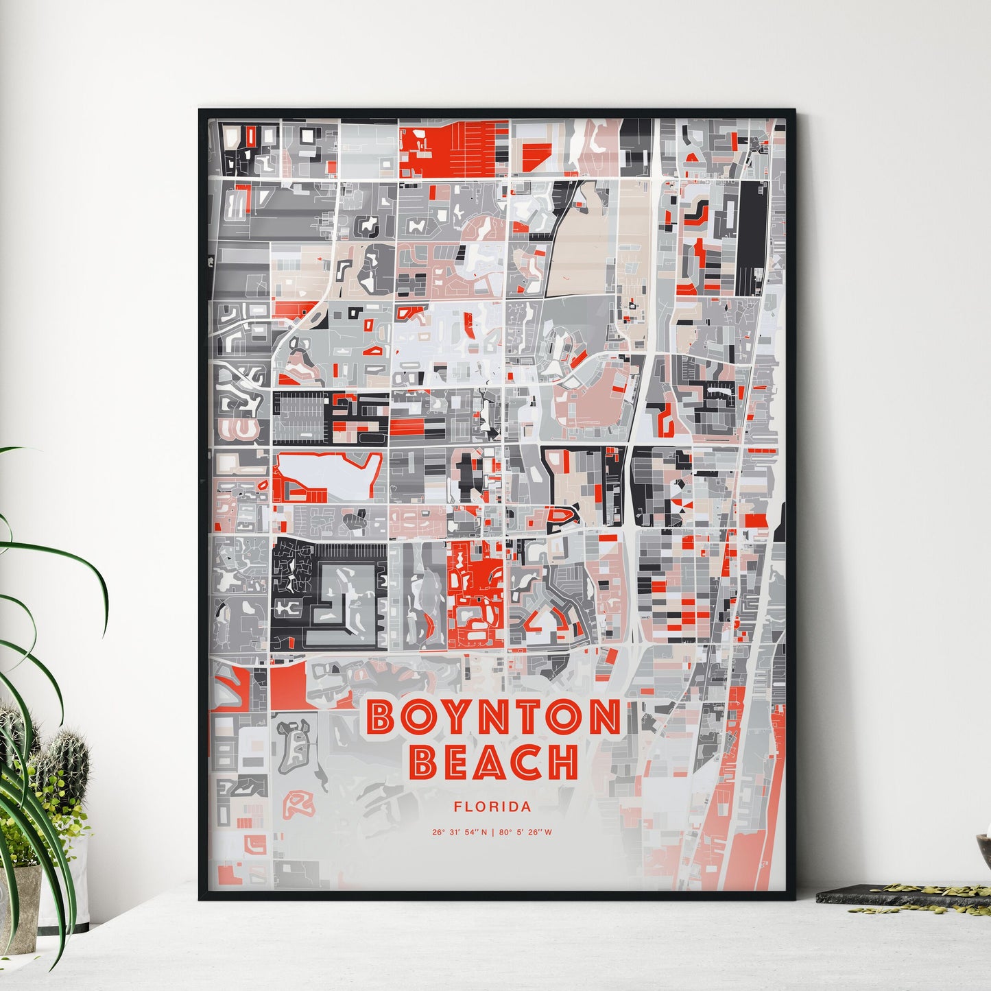 Colorful Boynton Beach Florida Fine Art Map Modern Expressive