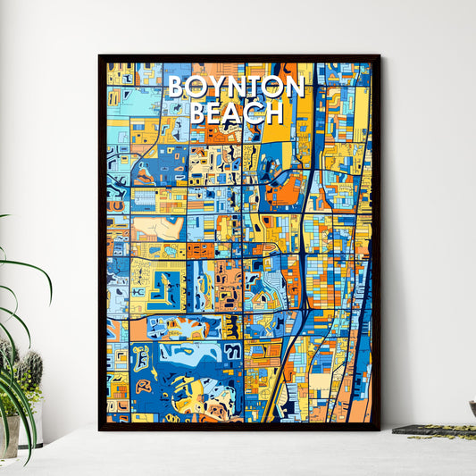 BOYNTON BEACH FLORIDA Vibrant Colorful Art Map Poster Blue Orange