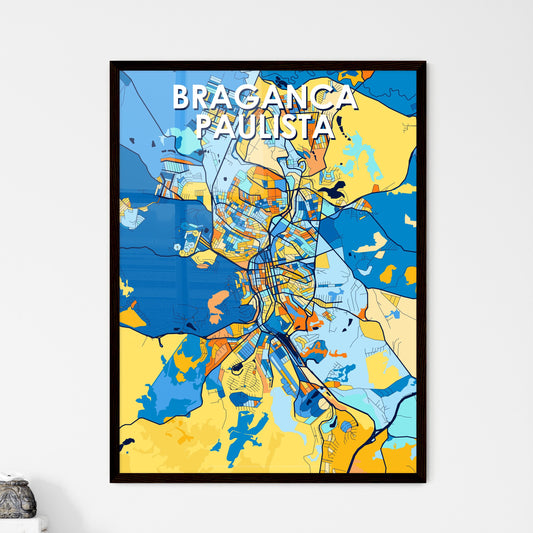 BRAGANCA PAULISTA BRAZIL Vibrant Colorful Art Map Poster Blue Orange