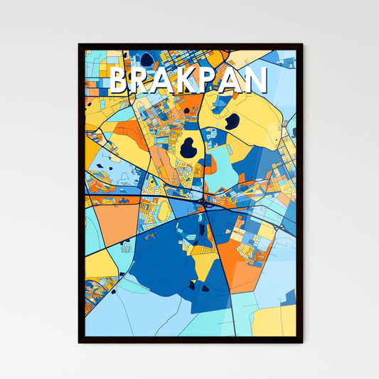 BRAKPAN SOUTH AFRICA Vibrant Colorful Art Map Poster Blue Orange