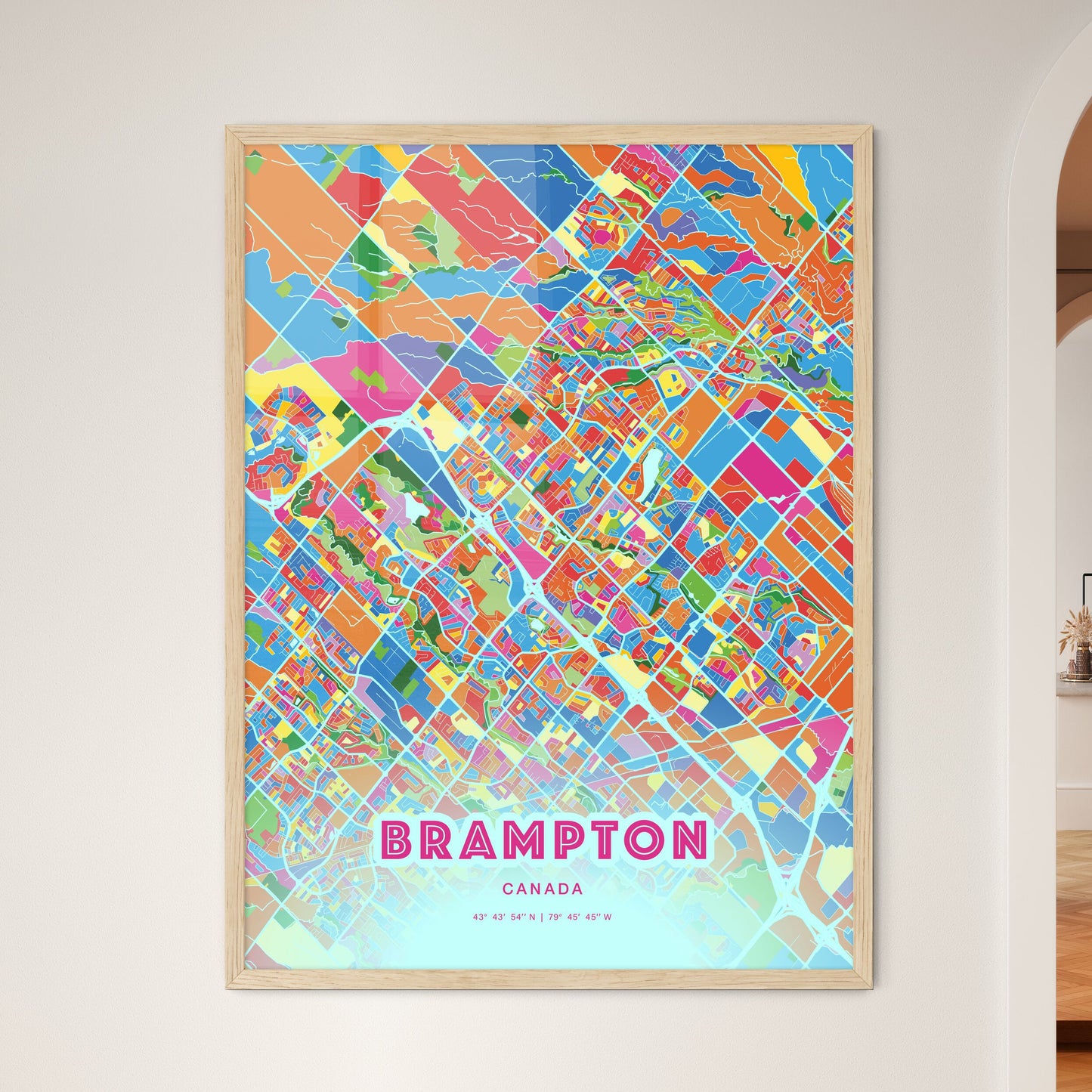 Colorful Brampton Canada Fine Art Map Crazy Colors