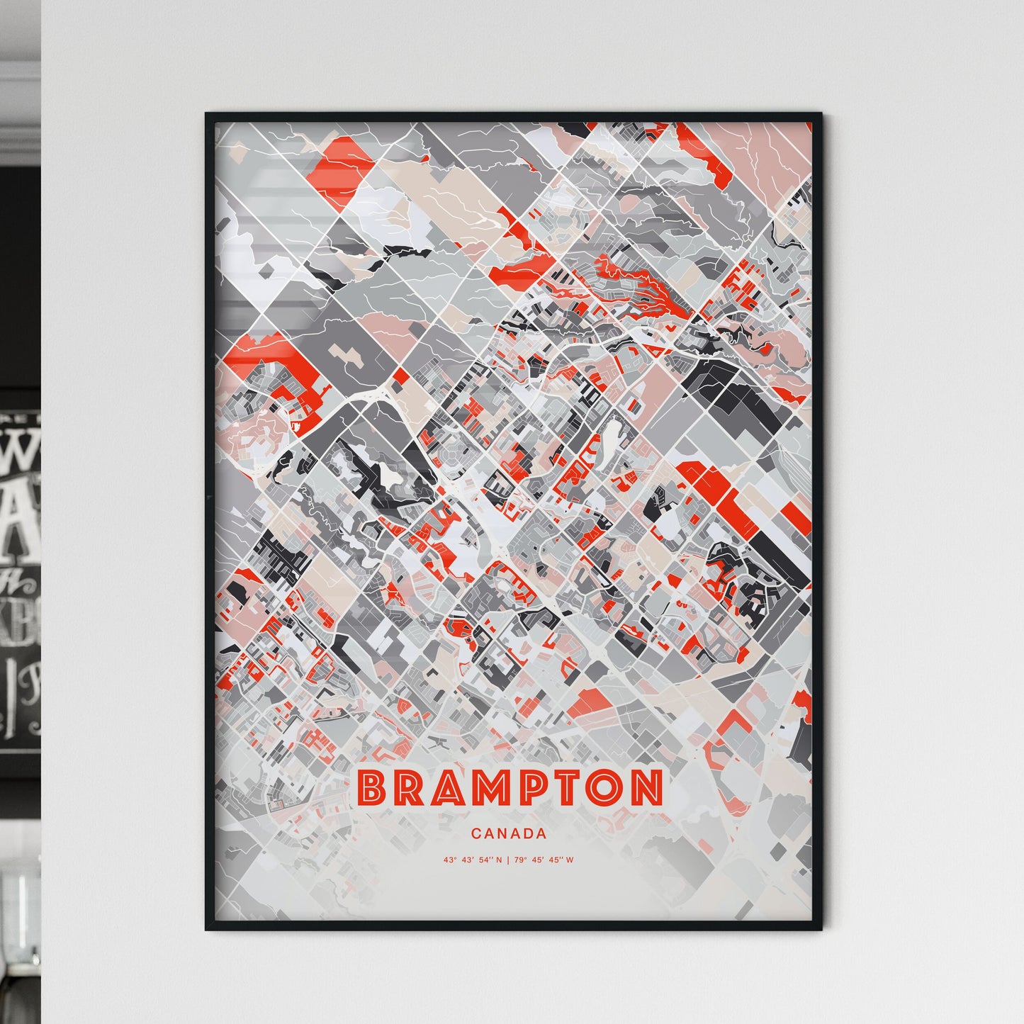 Colorful Brampton Canada Fine Art Map Modern Expressive