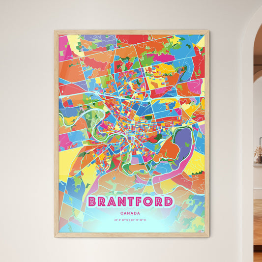 Colorful Brantford Canada Fine Art Map Crazy Colors