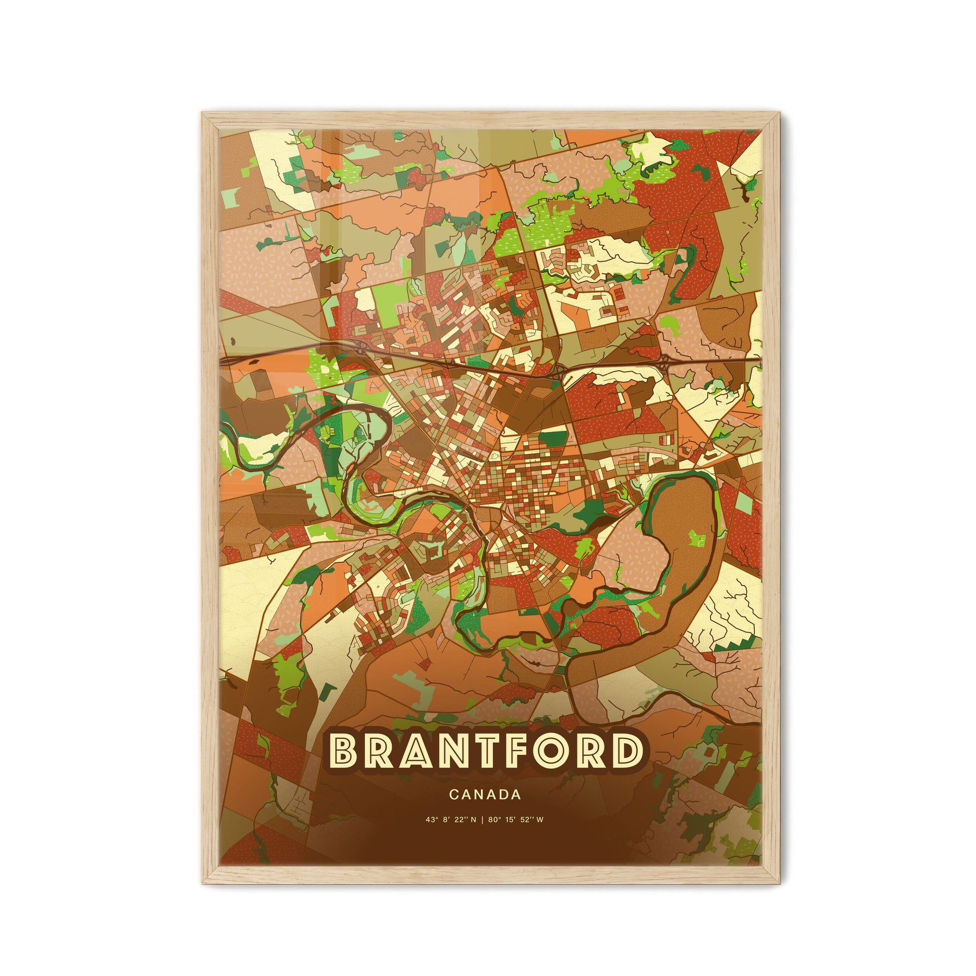 Colorful Brantford Canada Fine Art Map Farmhouse