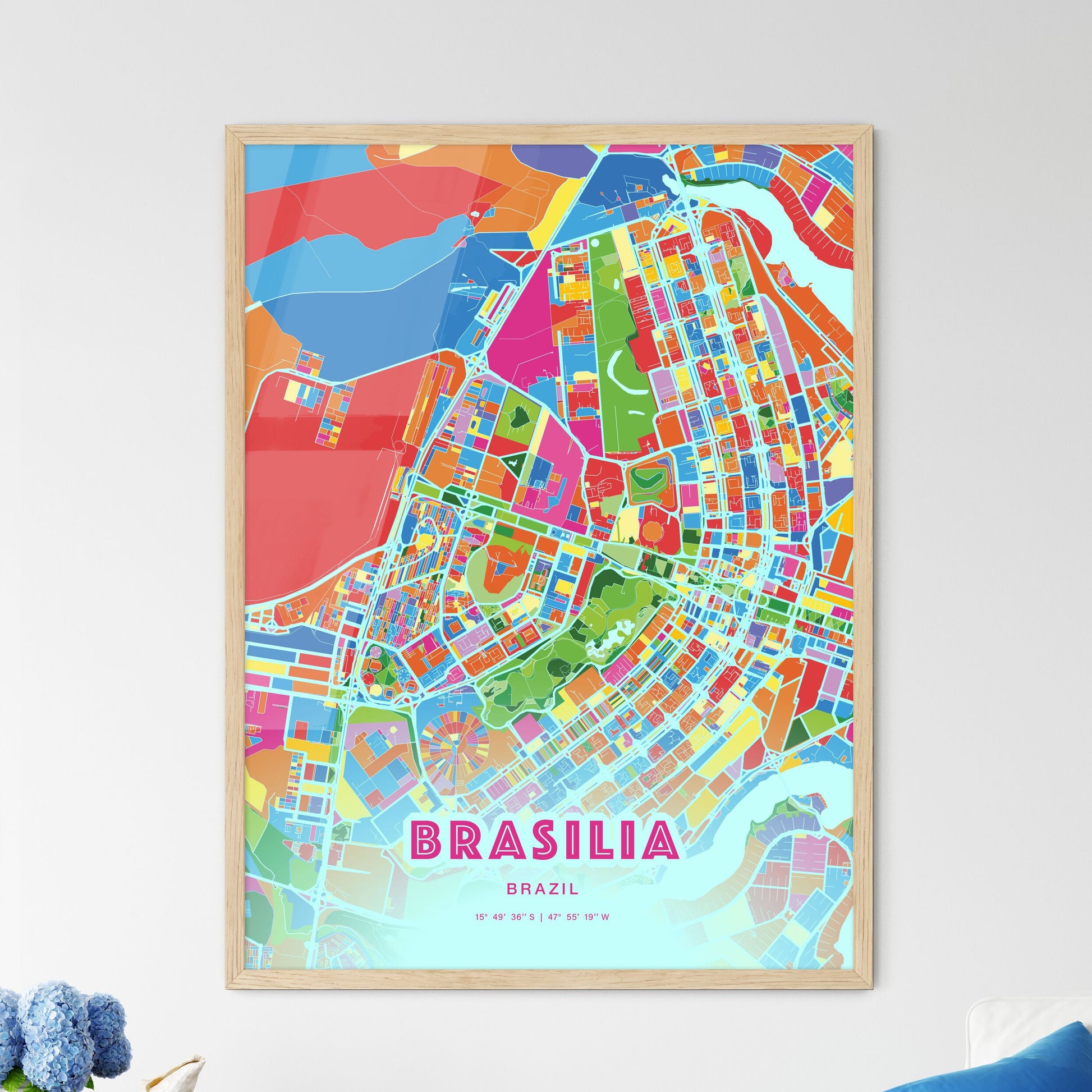 Colorful Brasilia Brazil Fine Art Map Crazy Colors