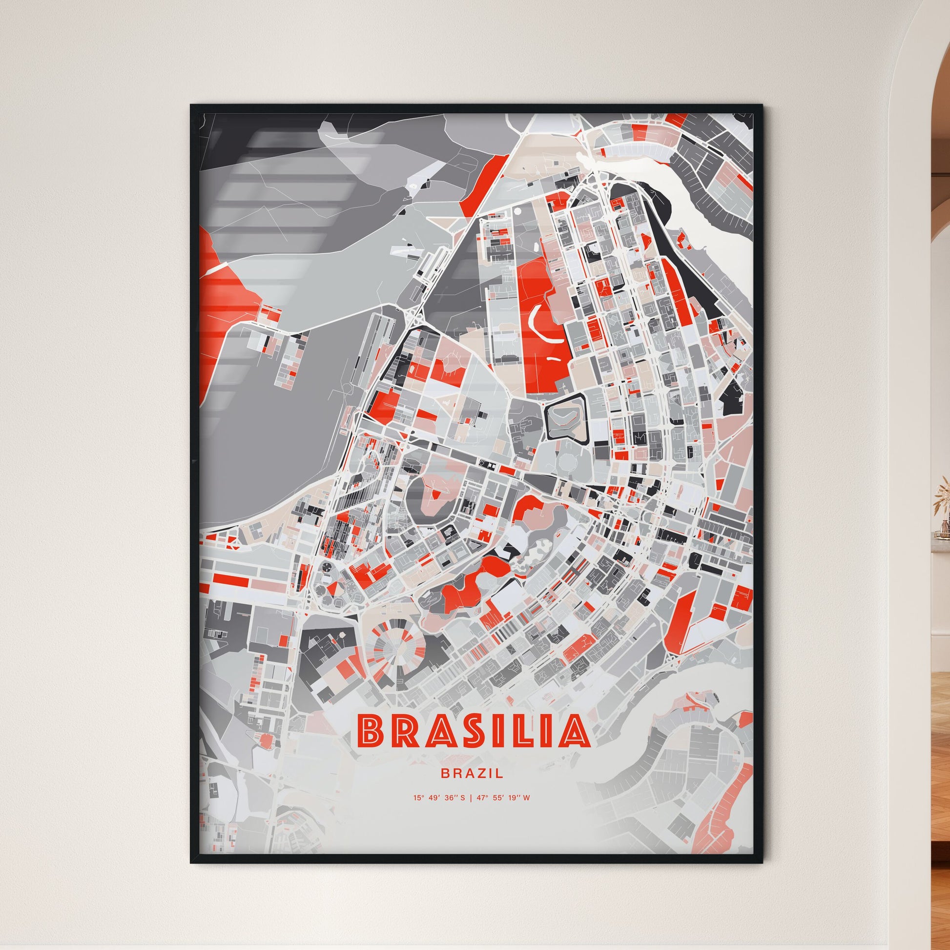 Colorful Brasilia Brazil Fine Art Map Modern Expressive