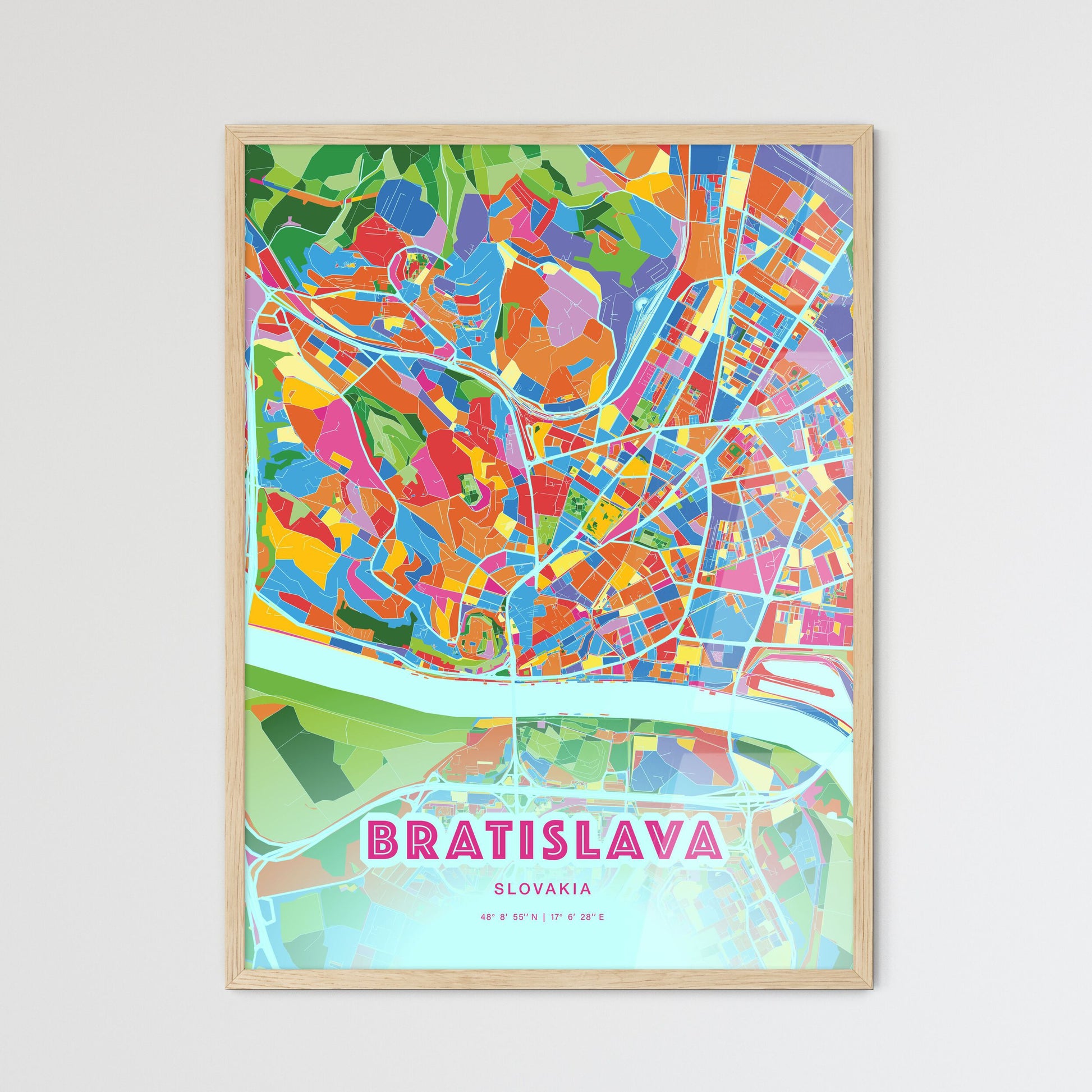 Colorful Bratislava Slovakia Fine Art Map Crazy Colors