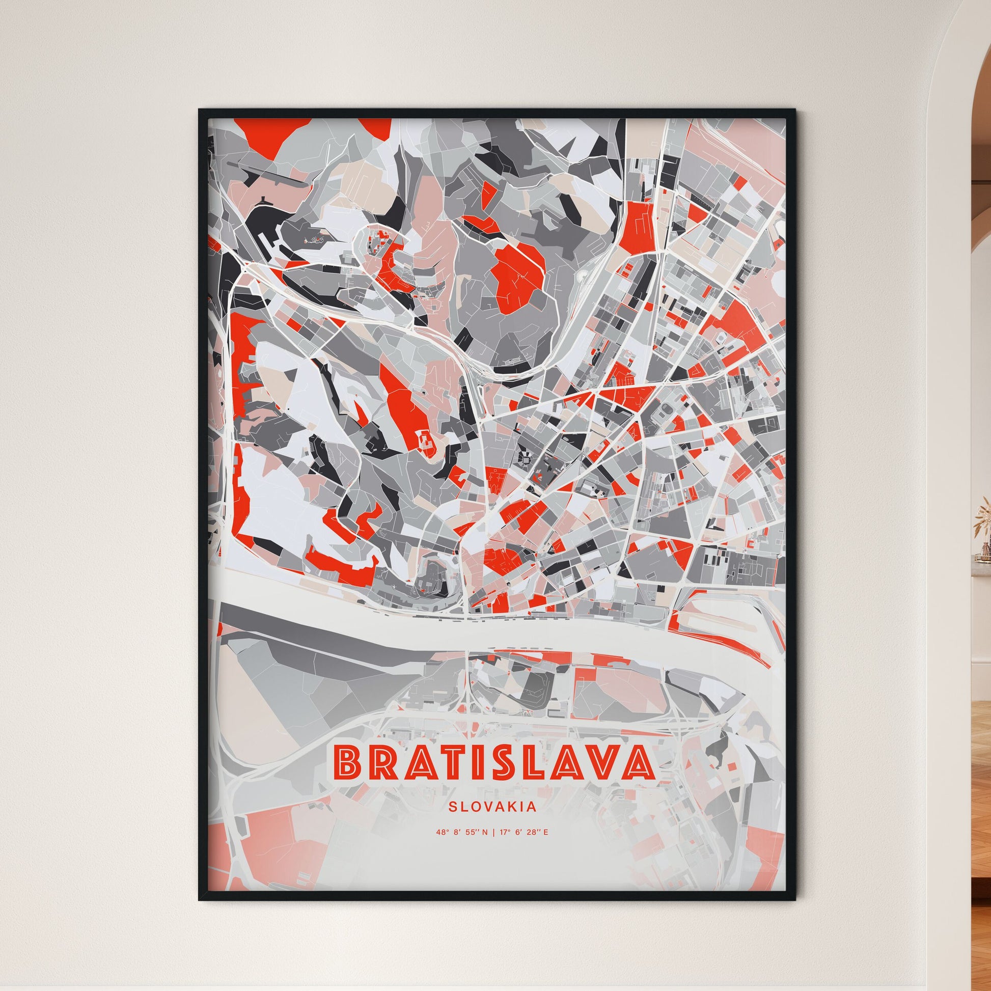 Colorful Bratislava Slovakia Fine Art Map Modern Expressive