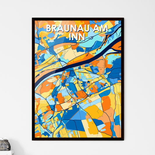 BRAUNAU AM INN AUSTRIA Vibrant Colorful Art Map Poster Blue Orange