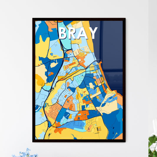 BRAY IRELAND Vibrant Colorful Art Map Poster Blue Orange