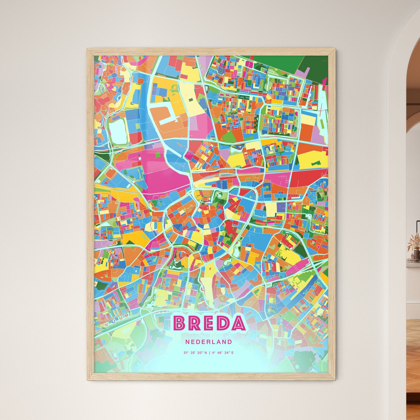 Colorful Breda Netherlands Fine Art Map Crazy Colors