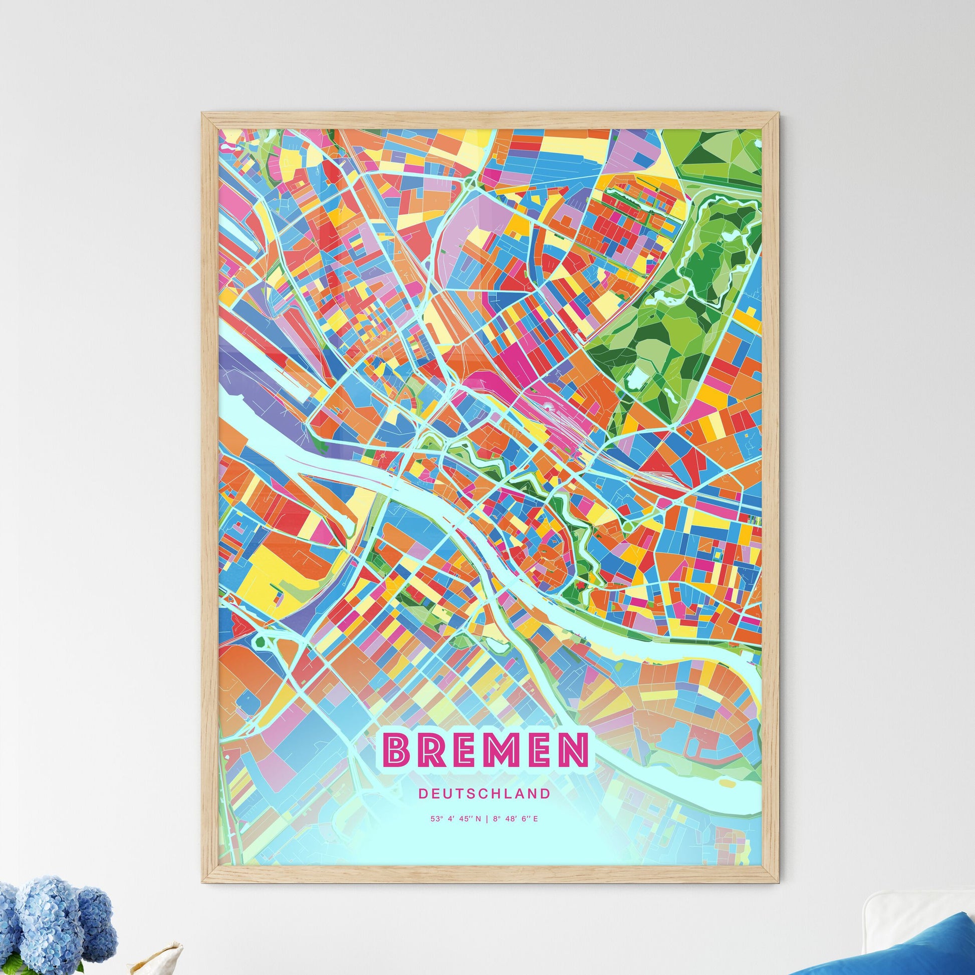 Colorful Bremen Germany Fine Art Map Crazy Colors