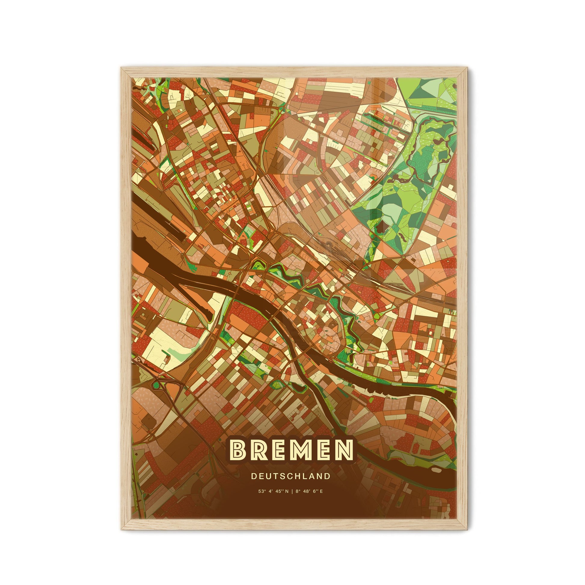Colorful Bremen Germany Fine Art Map Farmhouse