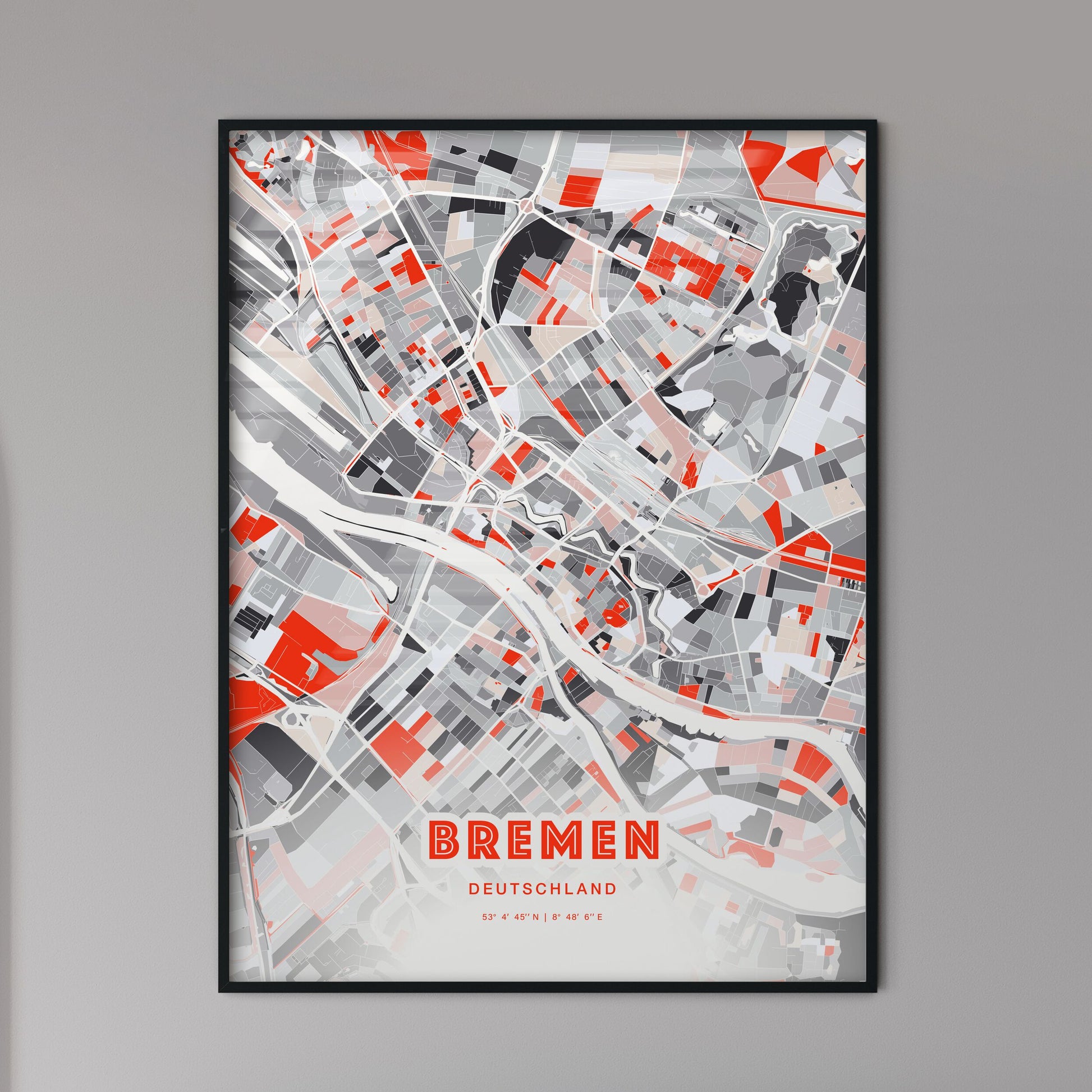 Colorful Bremen Germany Fine Art Map Modern Expressive
