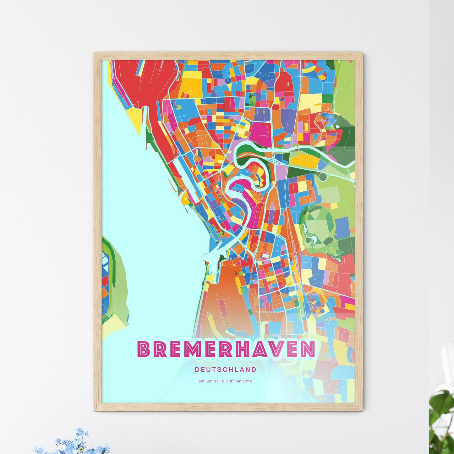 Colorful Bremerhaven Germany Fine Art Map Crazy Colors