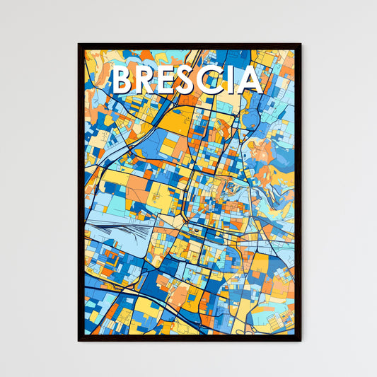 BRESCIA ITALY Vibrant Colorful Art Map Poster Blue Orange