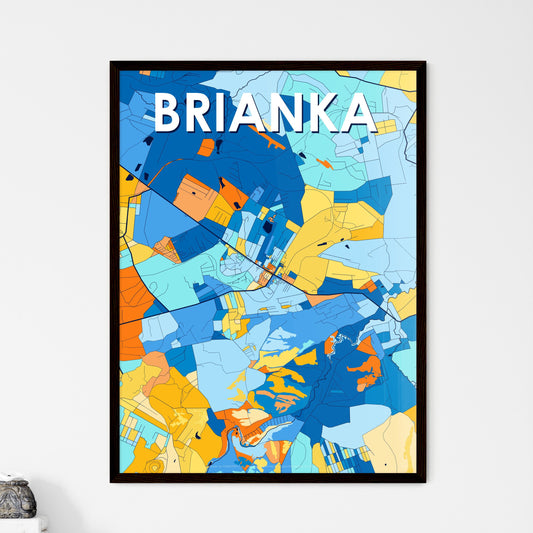 BRIANKA UKRAINE Vibrant Colorful Art Map Poster Blue Orange