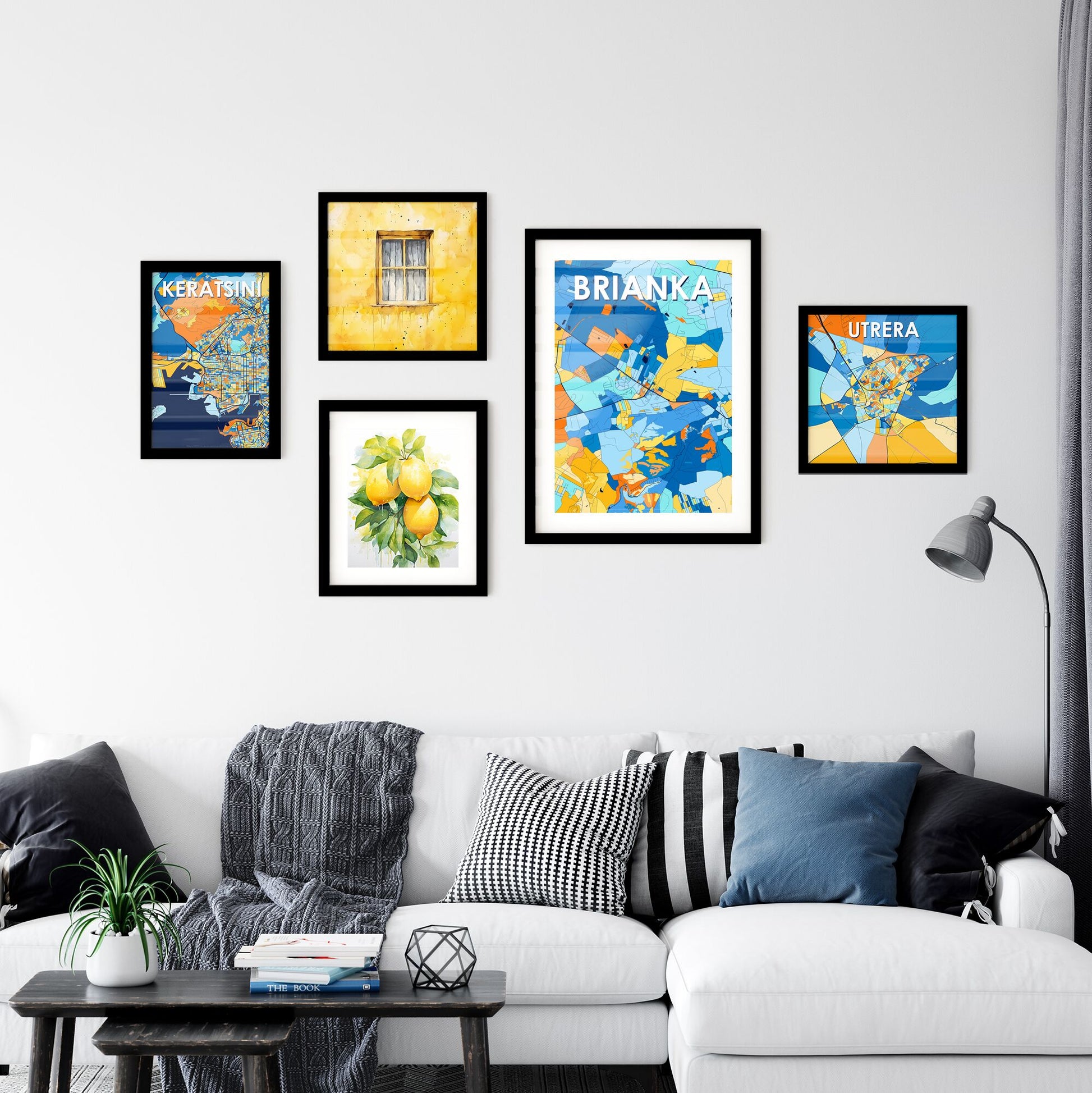 BRIANKA UKRAINE Vibrant Colorful Art Map Poster Blue Orange