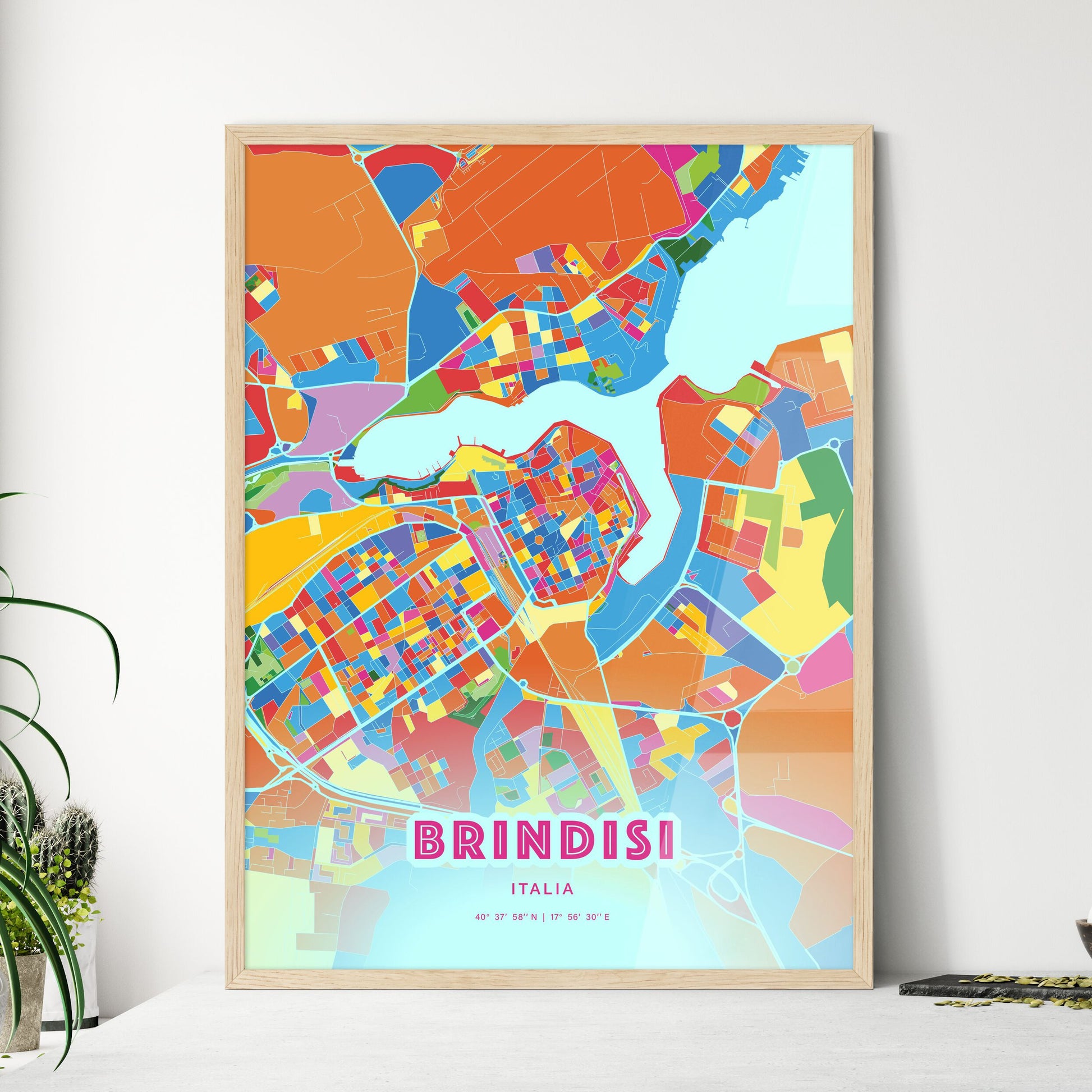 Colorful Brindisi Italy Fine Art Map Crazy Colors