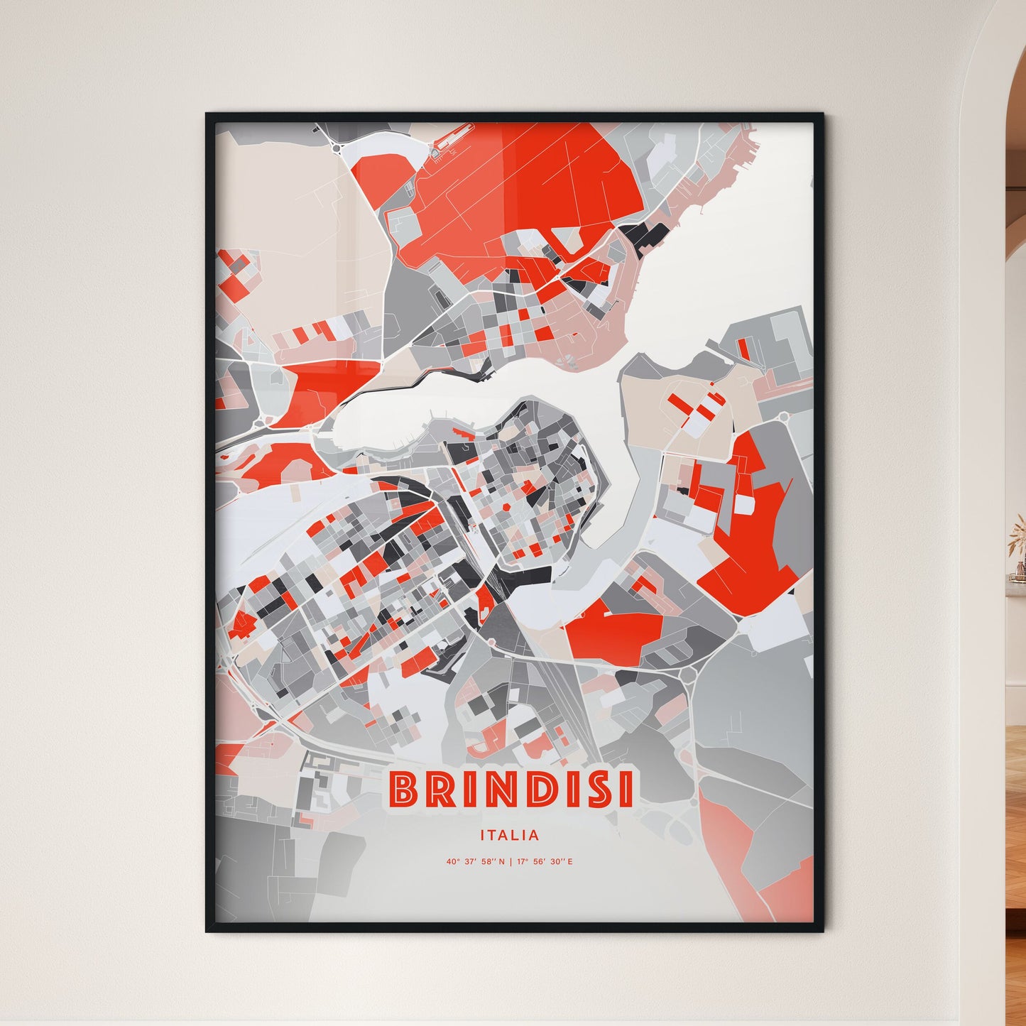 Colorful Brindisi Italy Fine Art Map Modern Expressive
