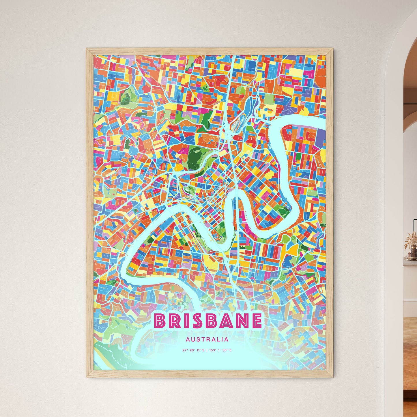 Colorful Brisbane Australia Fine Art Map Crazy Colors
