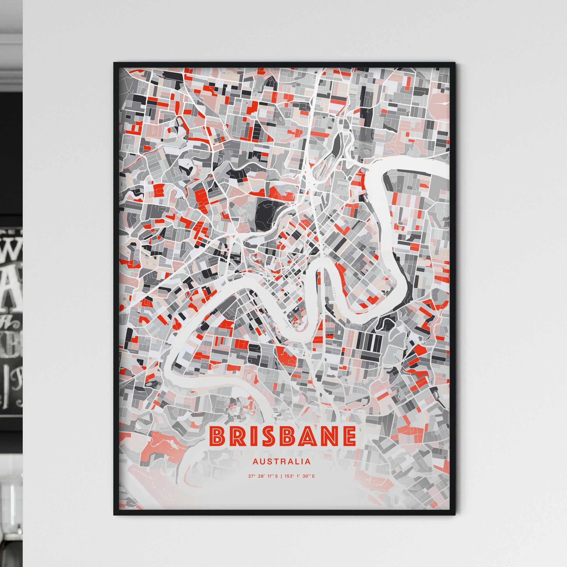 Colorful Brisbane Australia Fine Art Map Modern Expressive