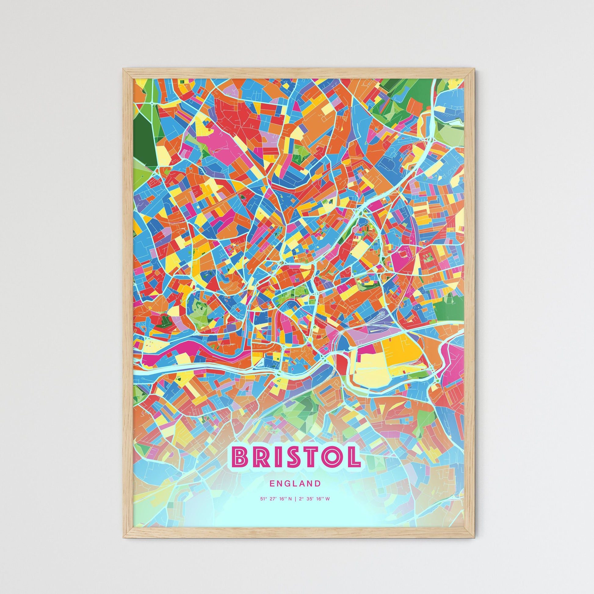 Colorful Bristol England Fine Art Map Crazy Colors