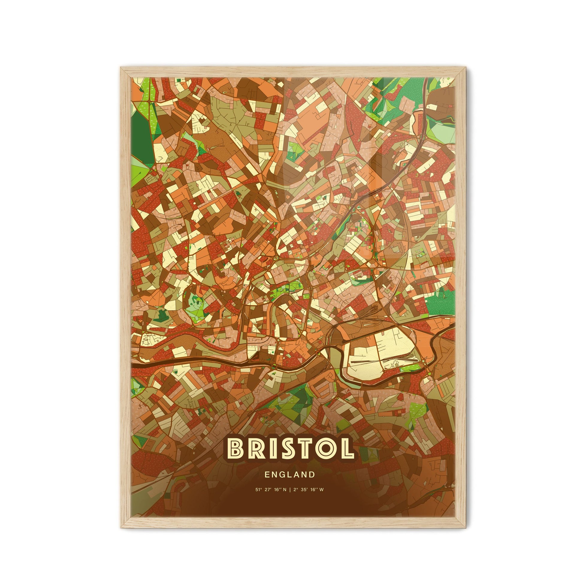 Colorful Bristol England Fine Art Map Farmhouse