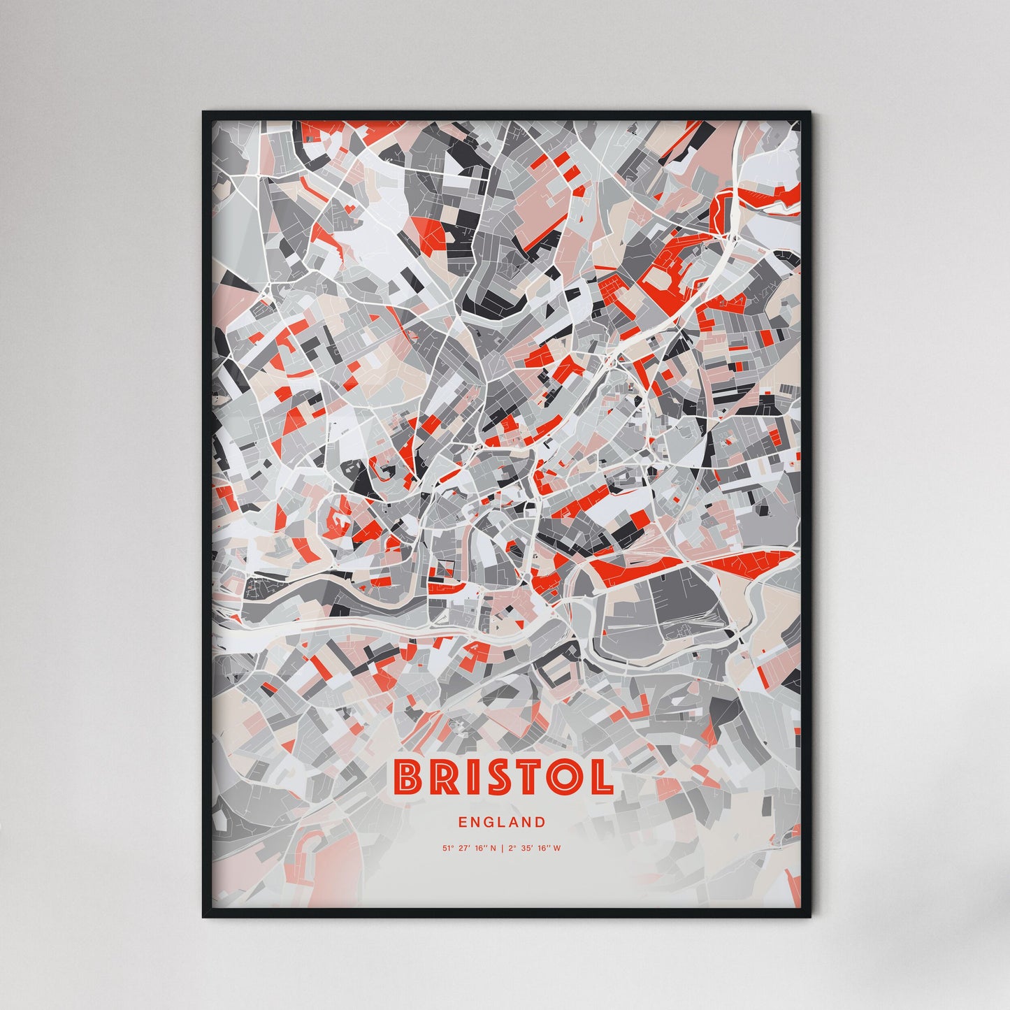 Colorful Bristol England Fine Art Map Modern Expressive