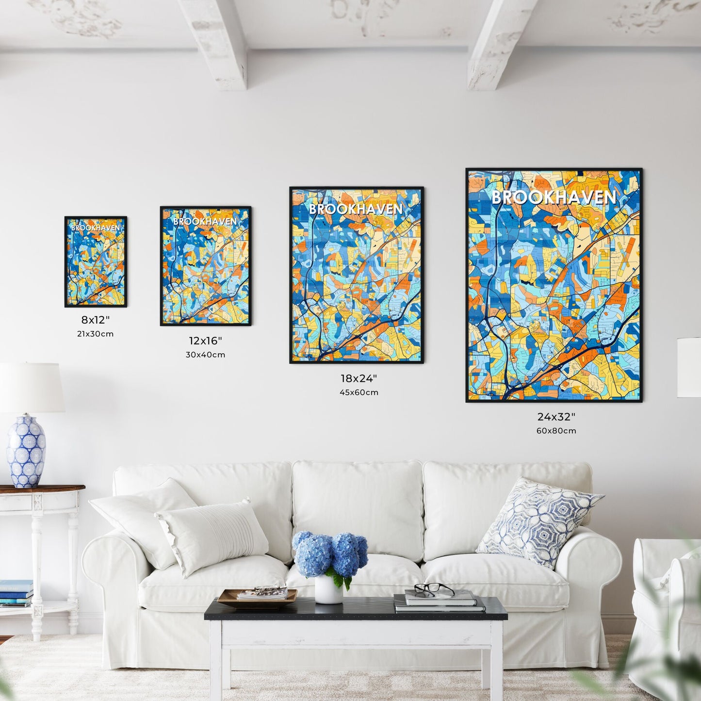 BROOKHAVEN GEORGIA Vibrant Colorful Art Map Poster Blue Orange