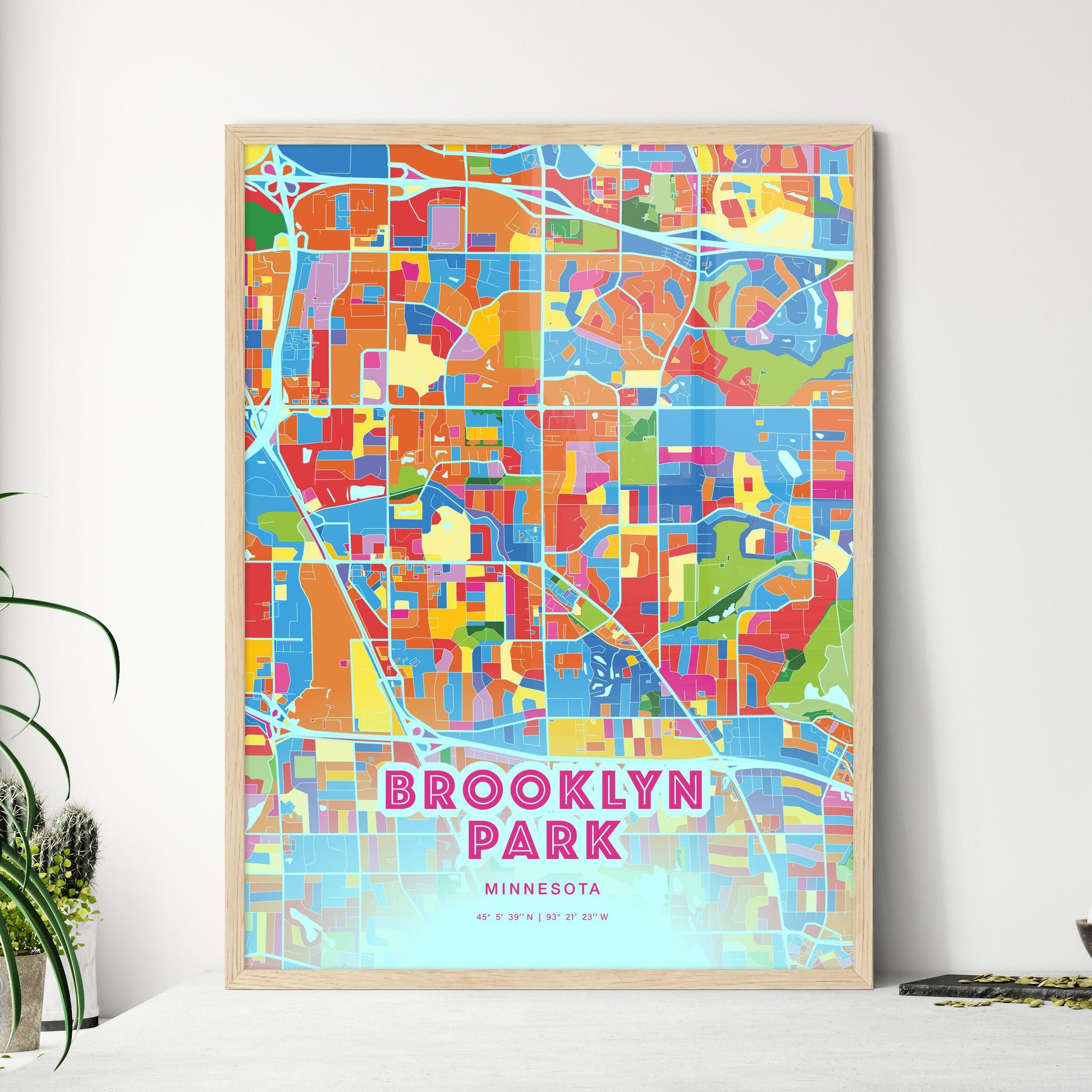 Colorful Brooklyn Park Minnesota Fine Art Map Crazy Colors