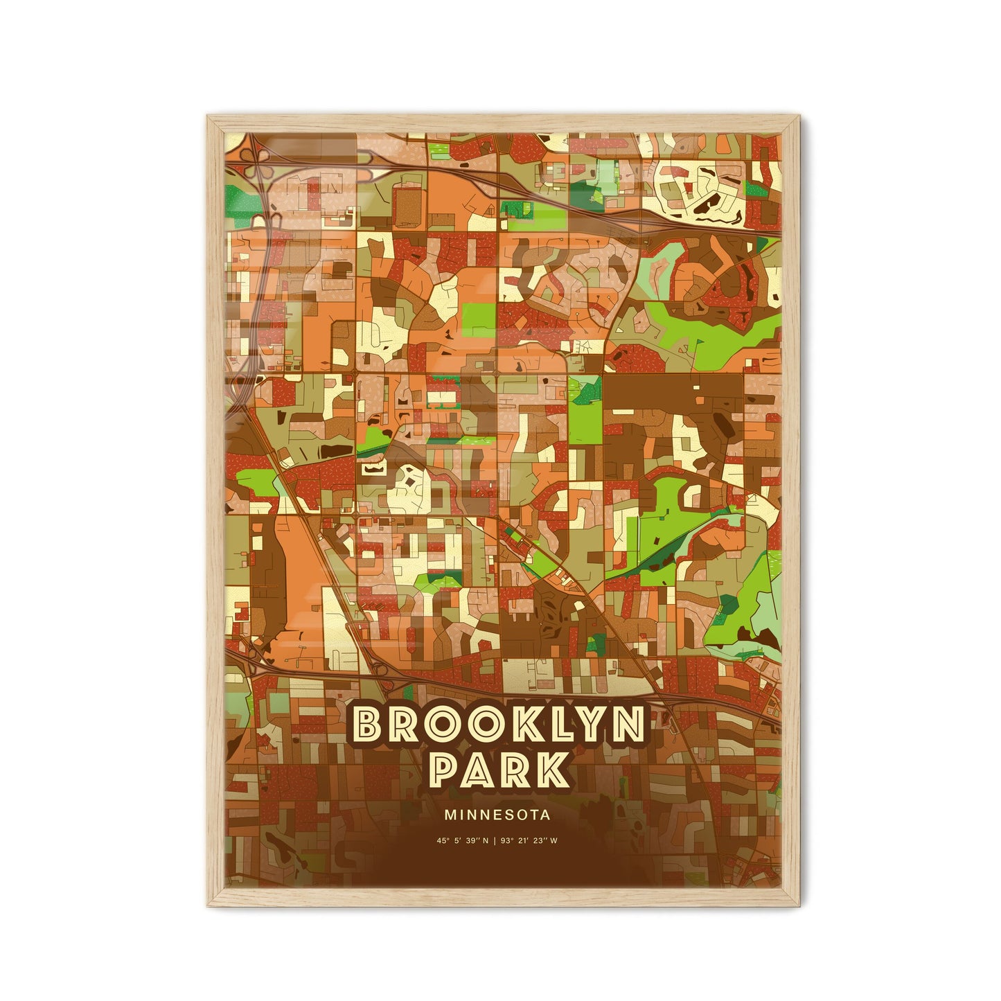 Colorful Brooklyn Park Minnesota Fine Art Map Farmhouse