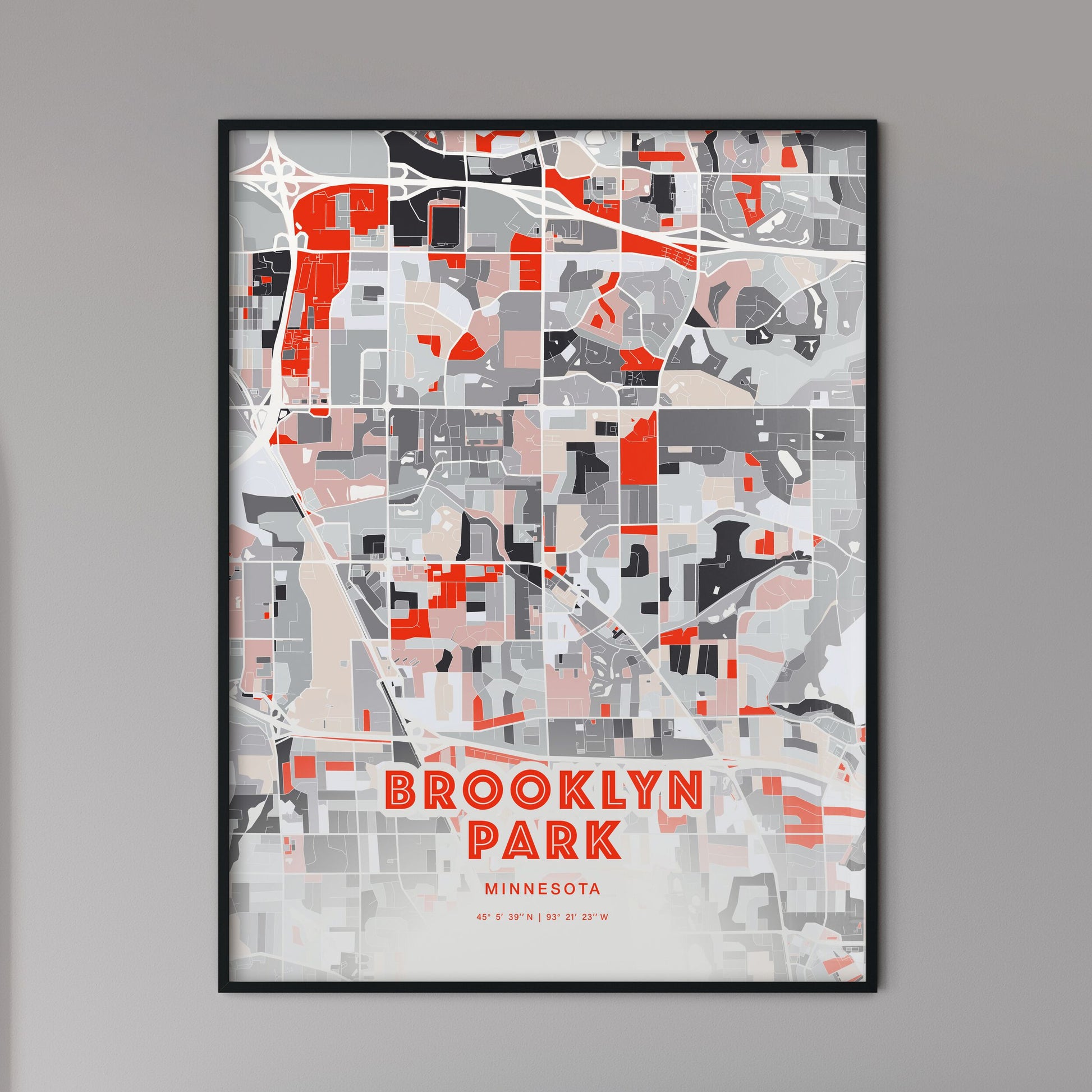 Colorful Brooklyn Park Minnesota Fine Art Map Modern Expressive