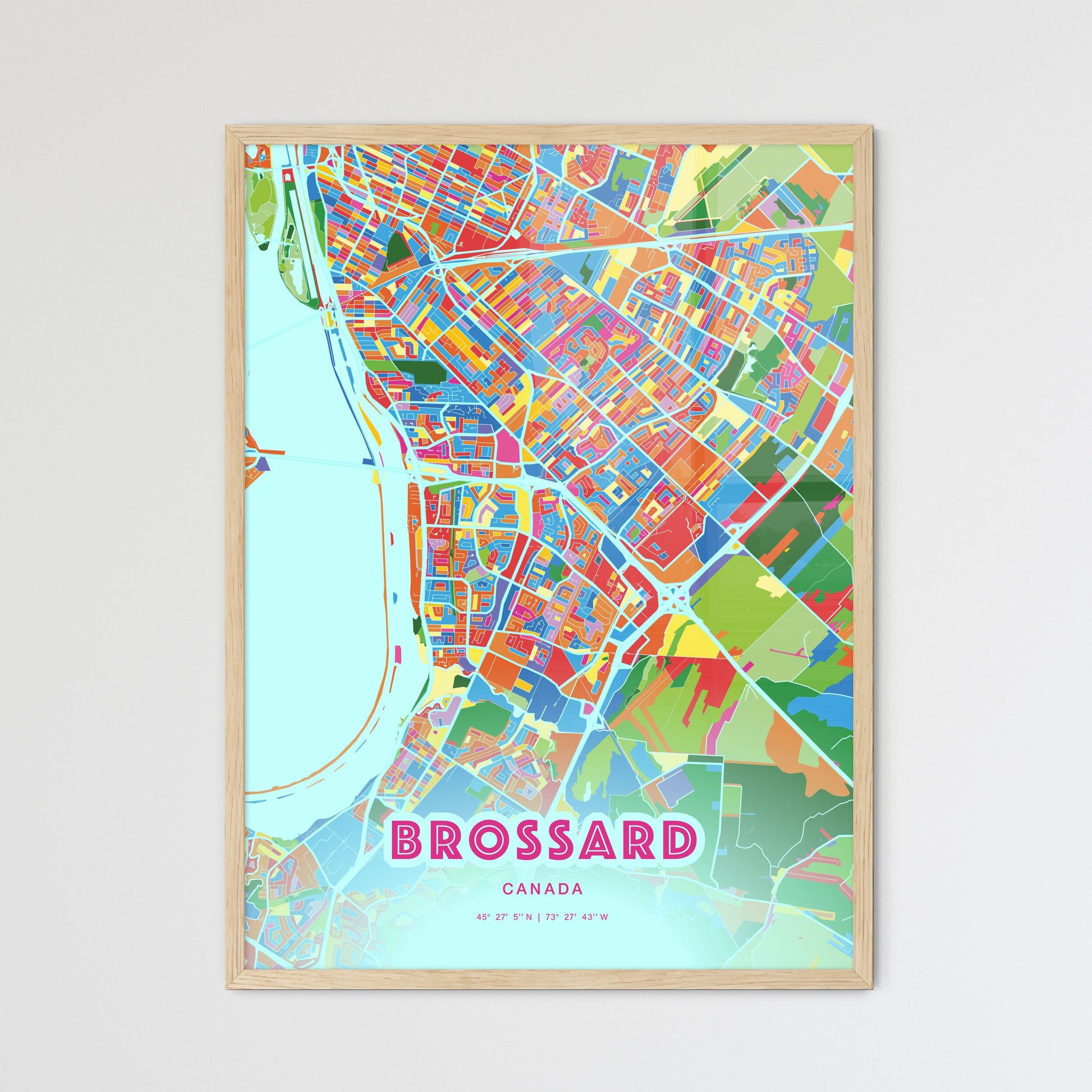 Colorful Brossard Canada Fine Art Map Crazy Colors