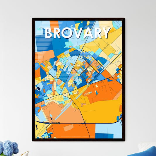 BROVARY UKRAINE Vibrant Colorful Art Map Poster Blue Orange