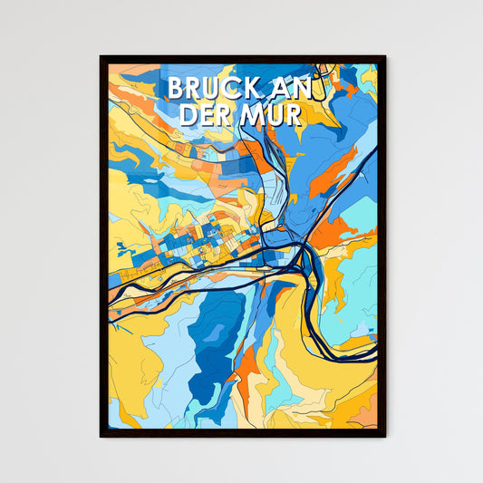 BRUCK AN DER MUR AUSTRIA Vibrant Colorful Art Map Poster Blue Orange