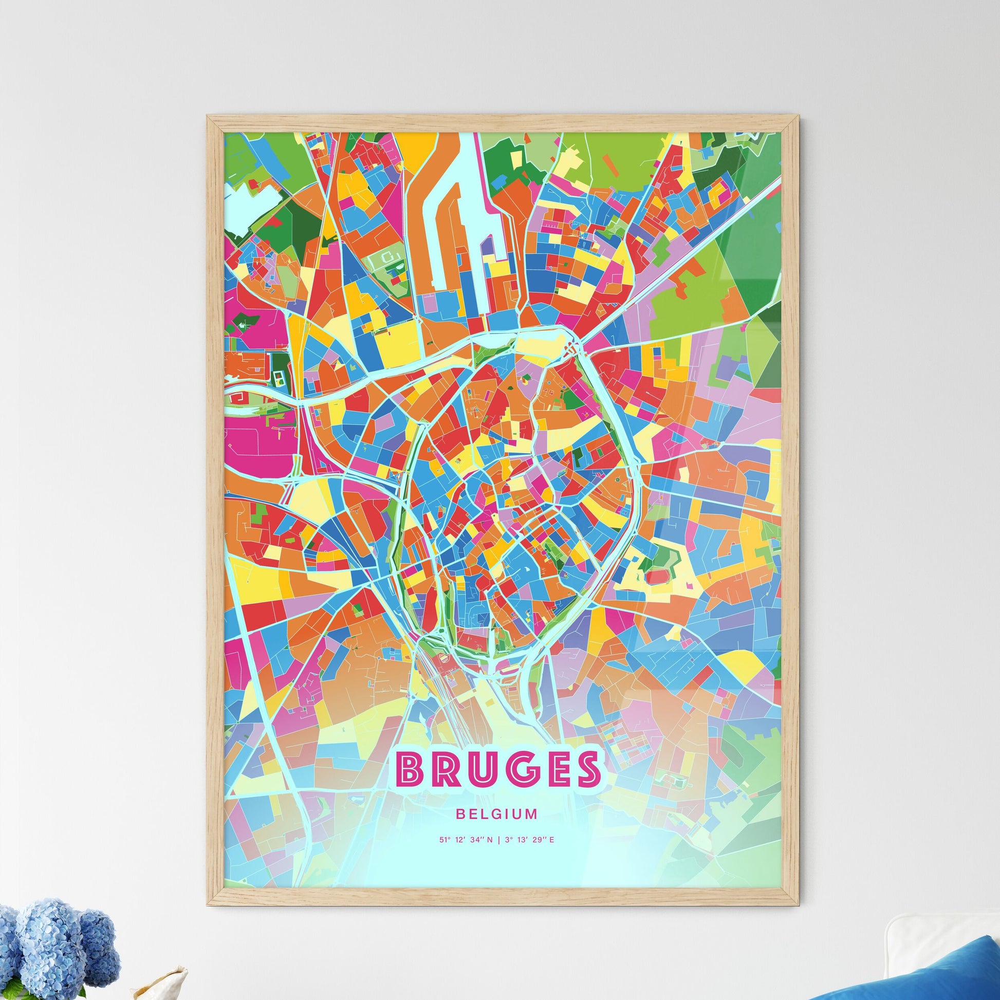 Colorful Bruges Belgium Fine Art Map Crazy Colors