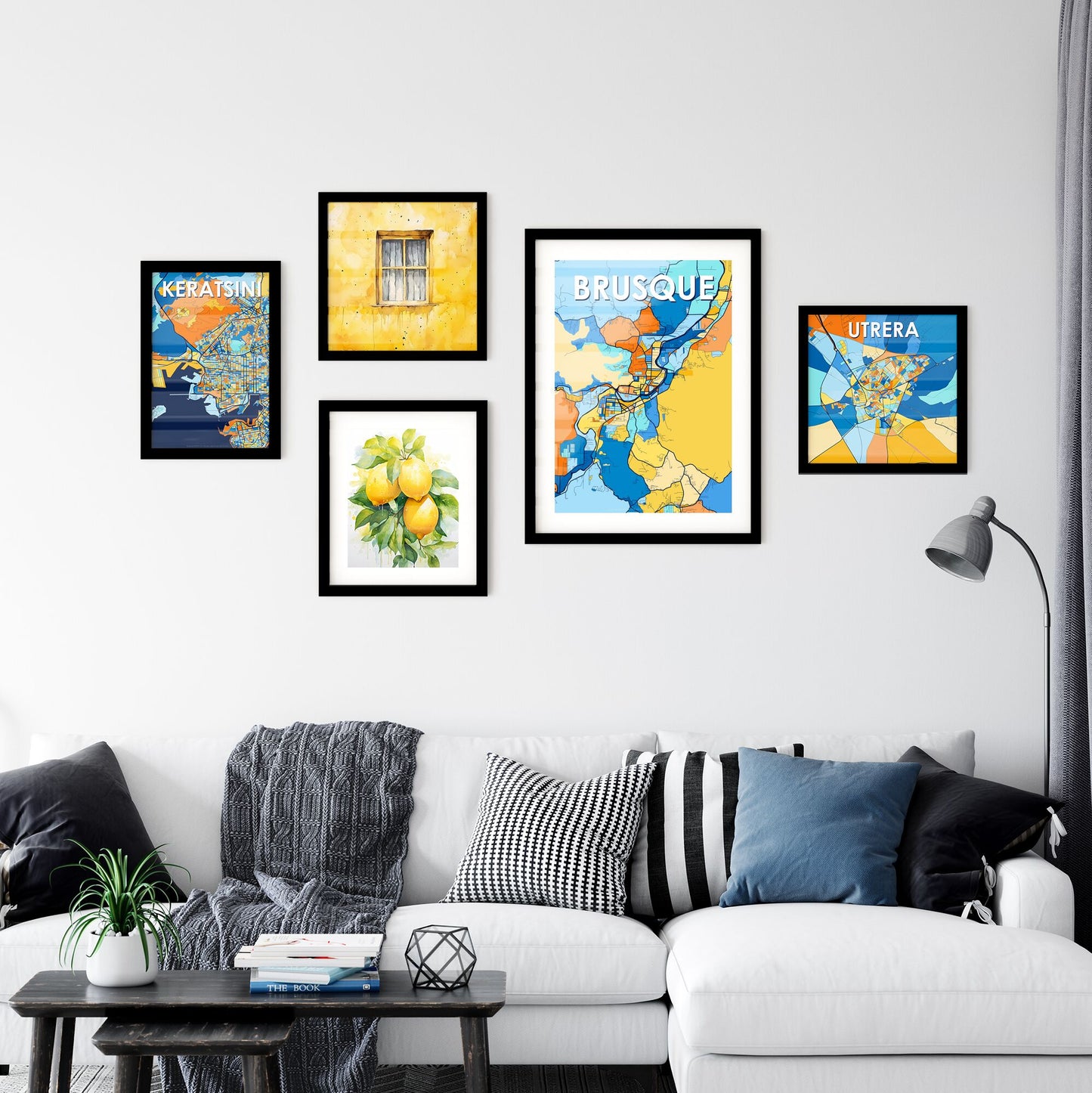 BRUSQUE BRAZIL Vibrant Colorful Art Map Poster Blue Orange