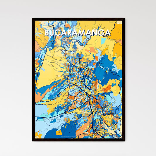 BUCARAMANGA COLOMBIA Vibrant Colorful Art Map Poster Blue Orange